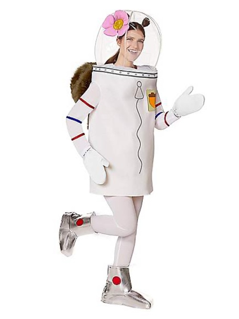 Spirit White Space Squirrel Costume with Pink Flower Helmet